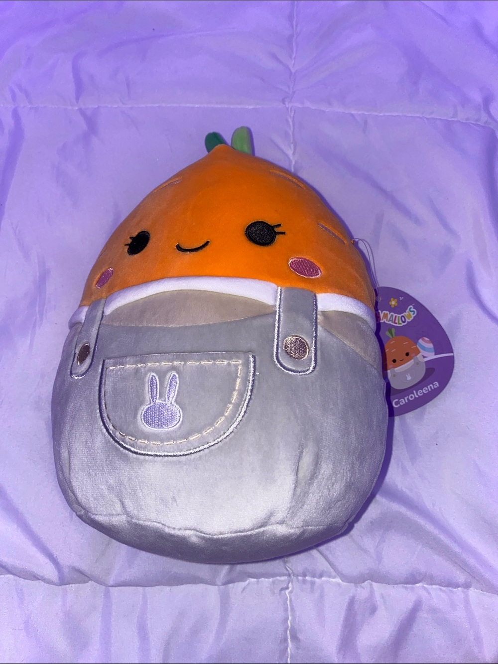 Squishmallows Carrot Caroleena Plush with Silver Overalls